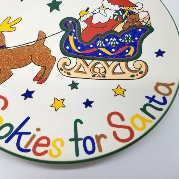 Mikasa Cookies For Santa Treat Plate Platter Reindeer Sleigh 11 Inch Ceramic FX0 - Picture 3 of 11